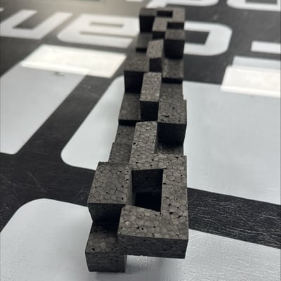 a cross section of routed EPE foam