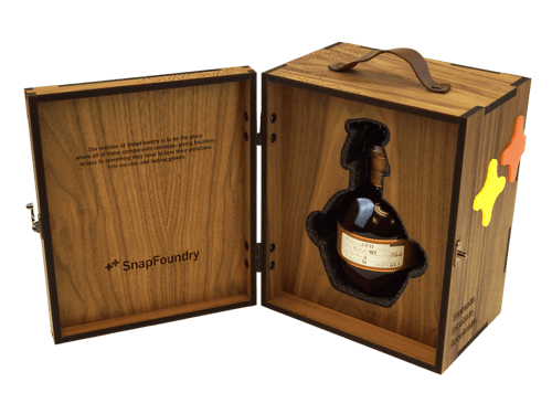 interior of snap foundry custom wooden case